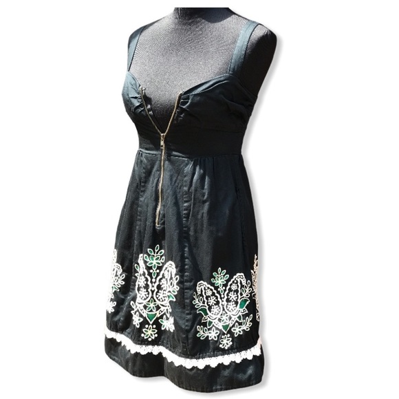 Floreat Anthropologie Embroidered Dress Black 0 - Picture 2 of 10